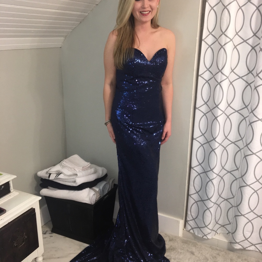 Strapless, Sequin prom formal gown